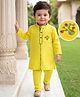 EARTHY TOUCH Cambric Woven Full Sleeves Floral Embroidered Kurta & Pyjama Set - Yellow