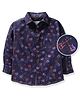 TONYBOY Denim Woven Full Sleeves Guitar Printed Shirt - Dark Blue