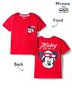Honeyhap Disney 100% Cotton Knit Half Sleeve T-Shirt With Front & Back Mickey Mouse Graphic - Red