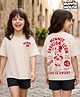 HoneyHap Disney Single Jersey Knit Half Sleeves T-Shirt with Front & Back Minnie Mouse Graphic - Cream