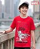 Honeyhap Marvel Single Jersey Knit Half Sleeves T-Shirt with Spiderman Graphic - Red
