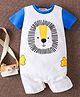Mark & Mia Cotton Half Sleeves Romper with Lion Print - White