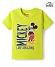 Babyhug Disney 100% Cotton Knit Half Sleeves T-Shirt With Mickey Mouse Graphic - Limegreen