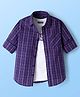 Pine Kids 8-9Y Male Purple 100% Cotton Woven Full Sleeves Checks Shirt With Sleeveless Tank T-Shirt
