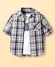 Pine Kids Cotton Woven Full Sleeves Checks Shirt With Printed Inner Tee - Multicolor