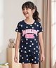 Pine Kids Single Jersey Knit Half Sleeves T-Shirt & Shorts Night-Suit With Star & Text Print - Blue