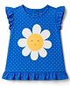 Babyhug Cotton Knit Sleeveless Nighty with Polka Dot & Floral Print - Blue