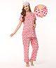 Bella Mama Cotton Knit Half Sleeves Front Open Nursing Night Suit with Strawberry Print - Pink