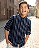 Pine Kids Cotton Woven Full Sleeves Striped Shirt - Navy Blue