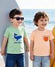 Babyoye 100% Cotton Knit Half Sleeves T-Shirts with Sea Life Theme Print Pack of 2 - Sea Green & Peach