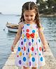 Babyhug Woven Sleeveless Frock With Polka Dot Print & Bow Applique - White