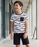 Pine Kids Single Jersey Knit Half Sleeves Printed T-Shirt & Shorts Night Suit - White