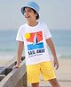 Pine Kids Single Jersey Knit Half Sleeves T-Shirt & Shorts Night Suit With Boat Print - White