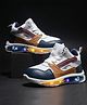asian Colour Blocked Lace Up LED Shoes - Navy Blue & Mustard