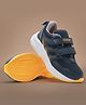 asian Colour Blocked Mesh Detailed Velcro Closure Shoes - Navy Blue & Mustard