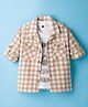 Rikidoos Cotton Woven Full Sleeves Checks Shirt With Printed Inner Tee - Beige & White