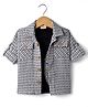 Rikidoos Cotton Woven Full Sleeves Checks Shirt With Number Printed T-Shirt - Light Grey & Black