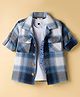 Rikidoos Cotton Woven Full Sleeves Checks Shirt With Number Printed T-Shirt - Blue