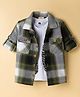 Rikidoos Cotton Woven Full Sleeves Checks Shirt With Number Printed T-Shirt - Green