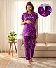 Bella Mama Cotton Knit Half Sleeves Co-ords Nursing Night Suit with Butterfly Print - Purple