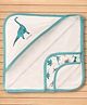 Doreme Interlock Knit Hooded Towel With Dino Print L 81 x B 81 cm - Teal Blue