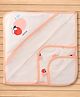 Doreme Interlock Knit Hooded Towel With Strawberry Print L 81 x B 81 cm - Peach