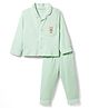 Doreme Knit Full Sleeves Shirt & Pyjama Night Suit With Teddy Bear Print - Sea Green
