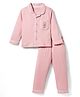 Doreme Knit Full Sleeves Shirt & Pyjama Night Suit With Teddy Bear Print - Pink
