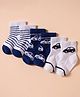Cute Walk by Babyhug Non Terry Knit Antibacterial Ankle Length Socks With Vehicle Design Pack of 3 - White & Navy Blue