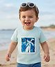 Babyoye 100% Cotton Knit Half Sleeves T-Shirt with King of Sea Print - Light Blue