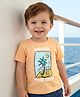 Babyoye 100% Cotton Knit Half Sleeves T-Shirt with Under the Sun Print - Peach