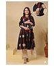 CRAFIQA Cotton Woven Three Fourth Sleeves Abstract Printed Maternity Kurti With Side Zipper Nursing Access -  Black