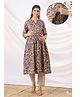 CRAFIQA Cotton Woven Three Fourth Sleeves Floral Printed Maternity Kurti With Side Zipper Nursing Access - Purple