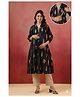 CRAFIQA Cotton Woven Three Fourth Sleeves Floral Printed Maternity Kurti With Side Nursing Access - Black