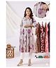 CRAFIQA Cotton Woven Three Fourth Sleeves Abstract Printed Maternity Kurti With Side Zipper Nursing Access - Grey
