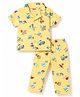 Babyhug Cotton Knit Half Sleeves Animal Printed Co-Ords Shirt & Pyjama Night Suit - Yellow