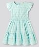 Bonfino 100% Cotton Woven Frill Sleeves Schiffili Frock - Light Blue