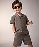 Kookie Kids Woven Half Sleeves Solid Shirt & Shorts Set - Grey