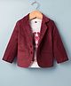 Rikidoos Cotton Woven Full Sleeves Party Blazer With Printed Inner Tee - Maroon & White