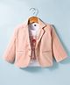 Rikidoos Cotton Woven Full Sleeves Party Blazer With Printed Inner Tee - Light Peach