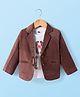 Rikidoos Cotton Woven Full Sleeves Party Blazer With Printed Inner Tee - Brown & White