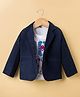 Rikidoos Cotton Woven Full Sleeve Solid Color Blazer With T-Shirt - Navy Blue & White