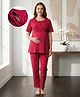 Bella Mama Cotton Knit Half Sleeves Printed Co-Ords Nursing Night Suit - Burgandy