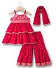Babyhug Select Woven Sleeveless Kurta Gharara & Dupatta Set With Floral Foil Print - Red