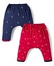Pink Rabbit Single Jersey Knit Diaper Leggings With Nautical & Sports Theme Print Pack Of 2 - Navy Blue & Red