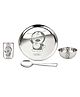 CutTales, Stainless Steel Laser Printed Doraemon 4 Piece Kids Dinner Set Include (Small Plate, Glass , Katori, Spoon)