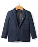 Rikidoos Cotton Woven Full Sleeves Solid Party Blazer - Navy Blue
