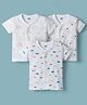 Pink Rabbit Single Jersey Knit Half Sleeves Jhablas With Car Koala & Dino Print Pack of 3 - White