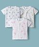 Pink Rabbit Single Jersey Knit Half Sleeves Printed Jhablas Pack of 3 - White