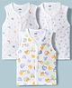 Pink Rabbit Single Jersey Knit Sleeveless Jhabla With Animal Print Pack of 3 - White